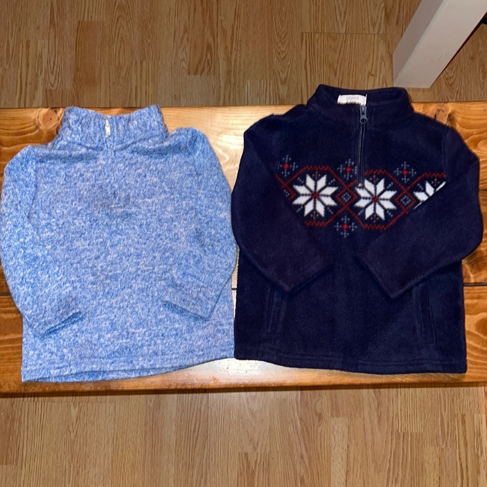 Crown & Ivy Set of 2 Blue Zip Fleece Pullovers 2T